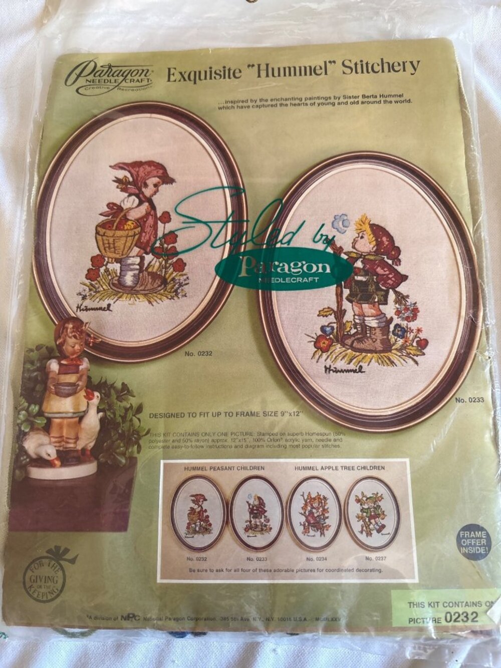 Paragon Needlecraft Hummel Peasant Children Stitchery Kit No. 0232 1975